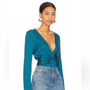 NWT Free People Miraya Satin Top 😍 Cropped Twist Front